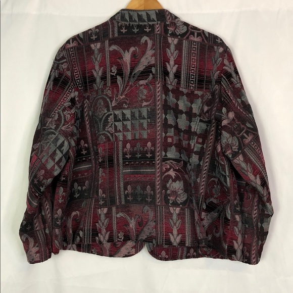 Dressbarn Floral Tapestry Jacket in Burgundy and Black Size 3X - Picture 9 of 12